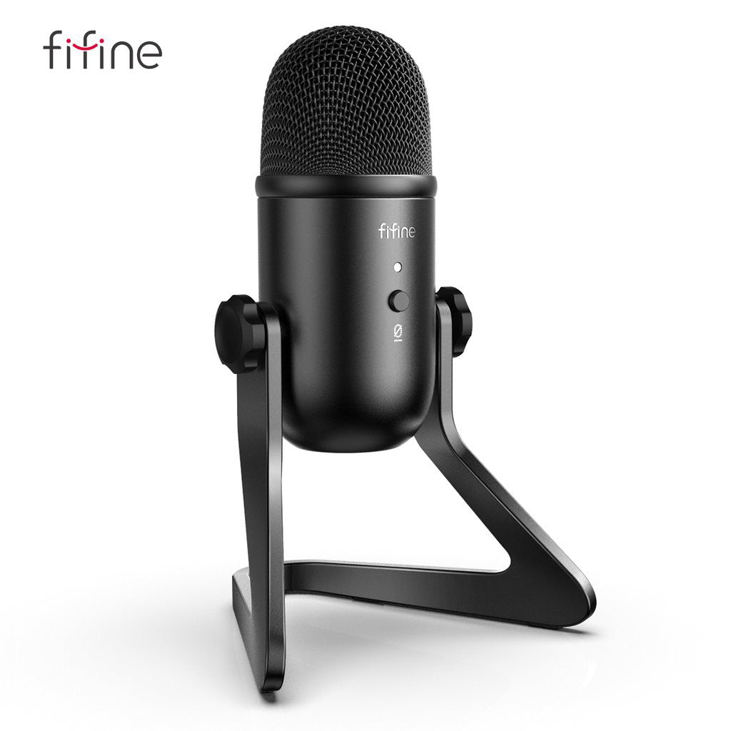Fifine K678 Mikrofon USB Dengan Bicu Monitor Kawalan Output & Keuntungan Input Dan Butang Redam
