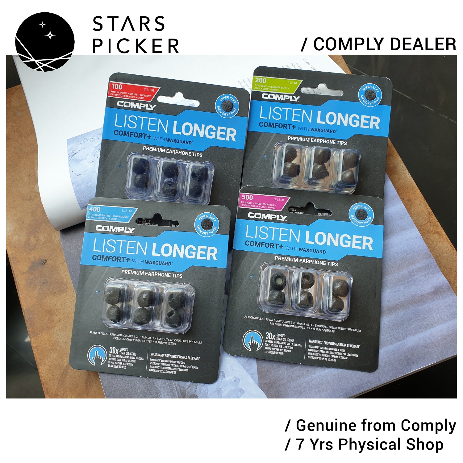 Comply TSx-100 / TSx-200 / TSx-400 / TSx-500 Comfort TS-series Memory Foam Eartips with Waxguard