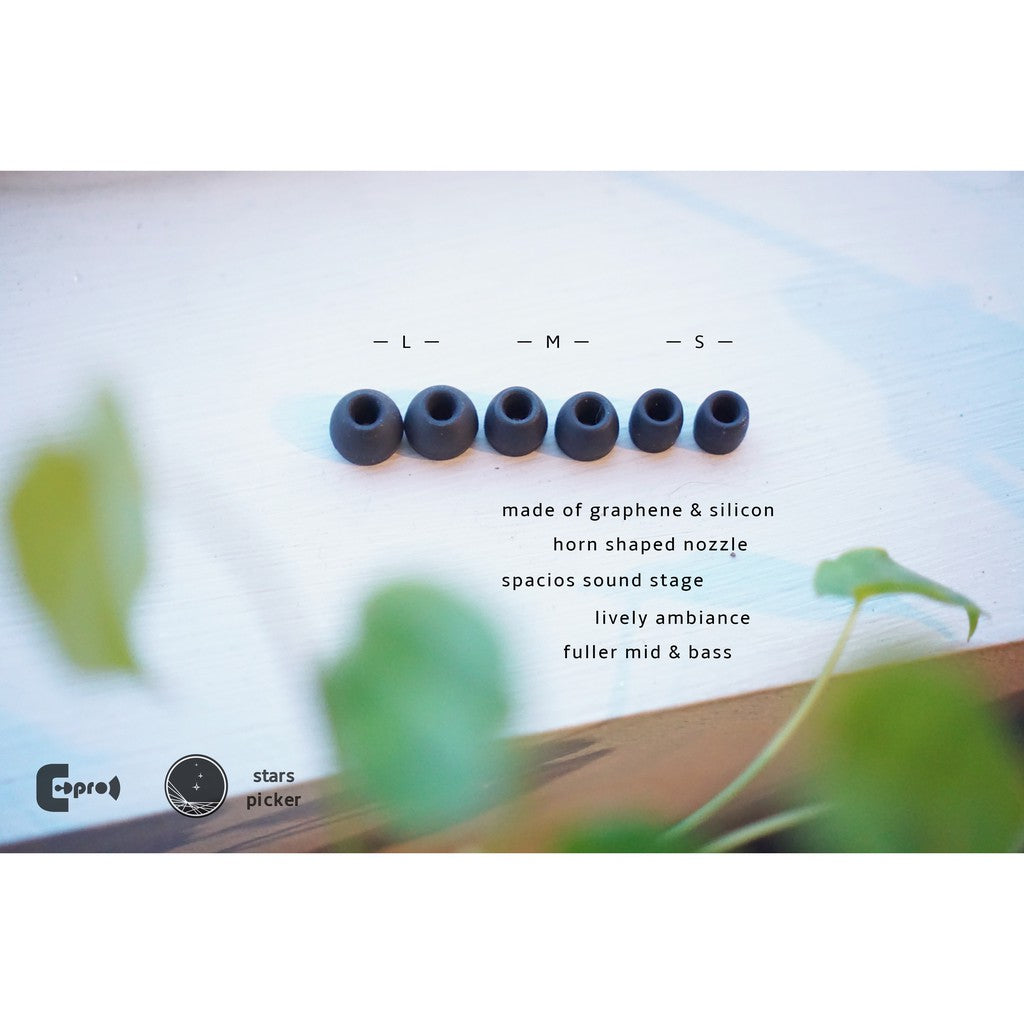 E Pro Horn-Shaped Tips EP00 Regular Series - Carbon Material Silicone Ear Tips Replacement IEM Earphone Epro E-Pro