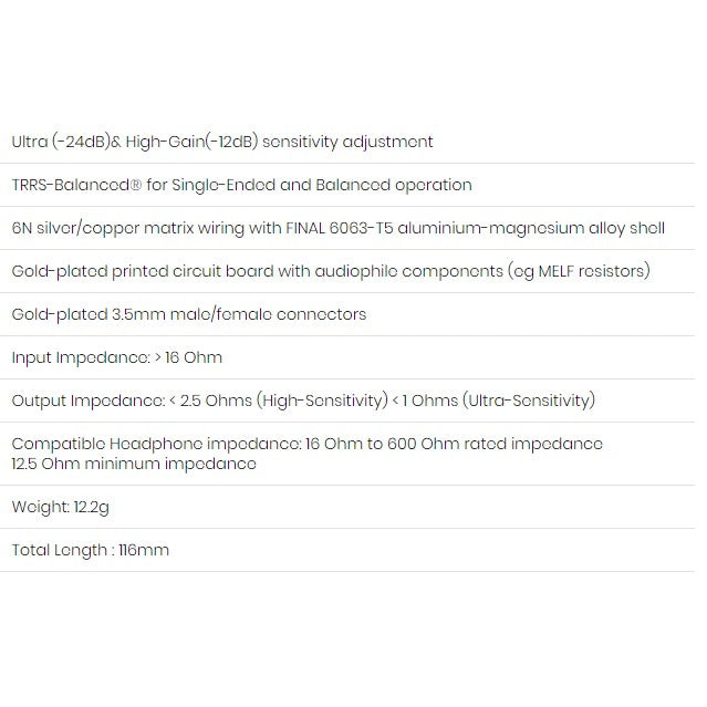 iFi Audio iEMatch+ -  Impedance Adapter Cable 3.5mm TRRS Balanced reduce Hiss Noise
