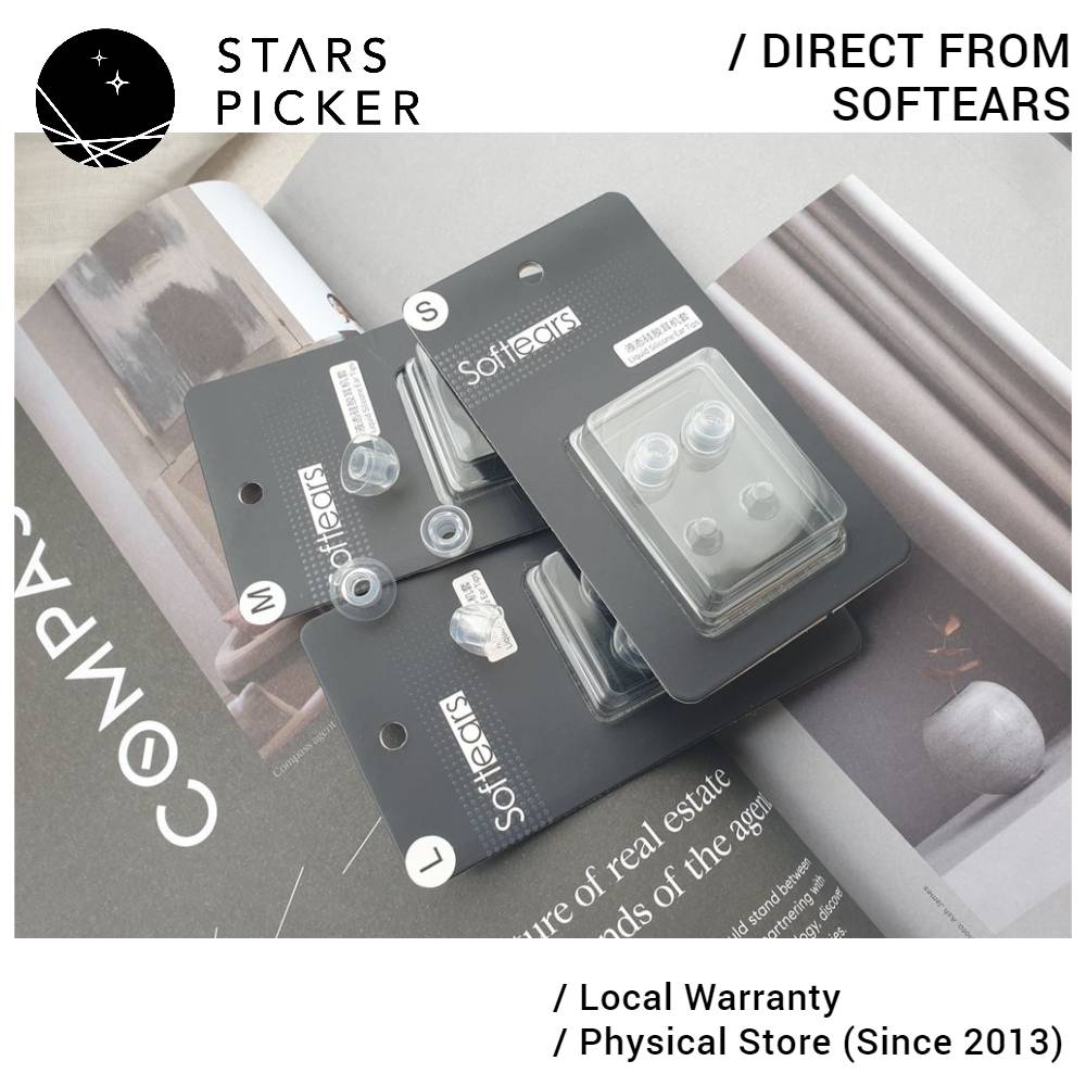 Softears UC Eartips - Ultraclear Liquid Silicone Ear Tips (S/M/L) U. C. earbuds earphone