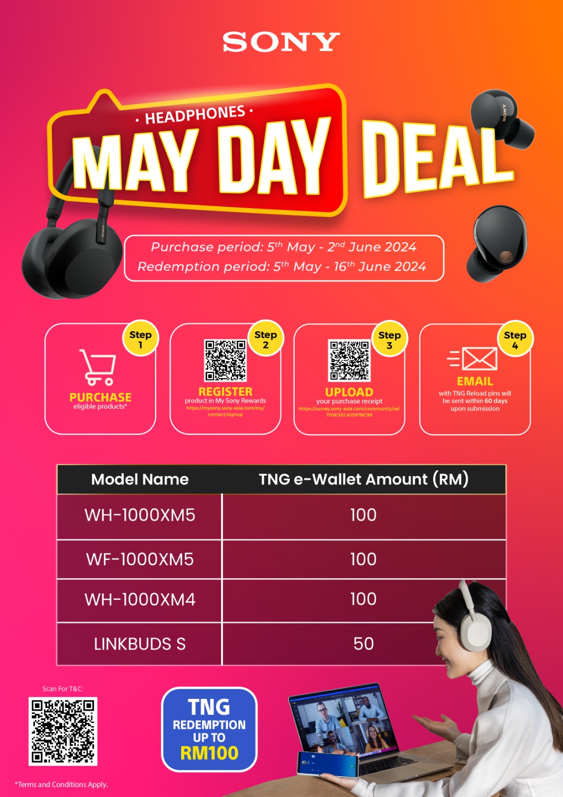 Sony WH-1000XM5 LDAC Wireless Noise Cancelling Bluetooth Headphone (WH1000XM5/XM5)