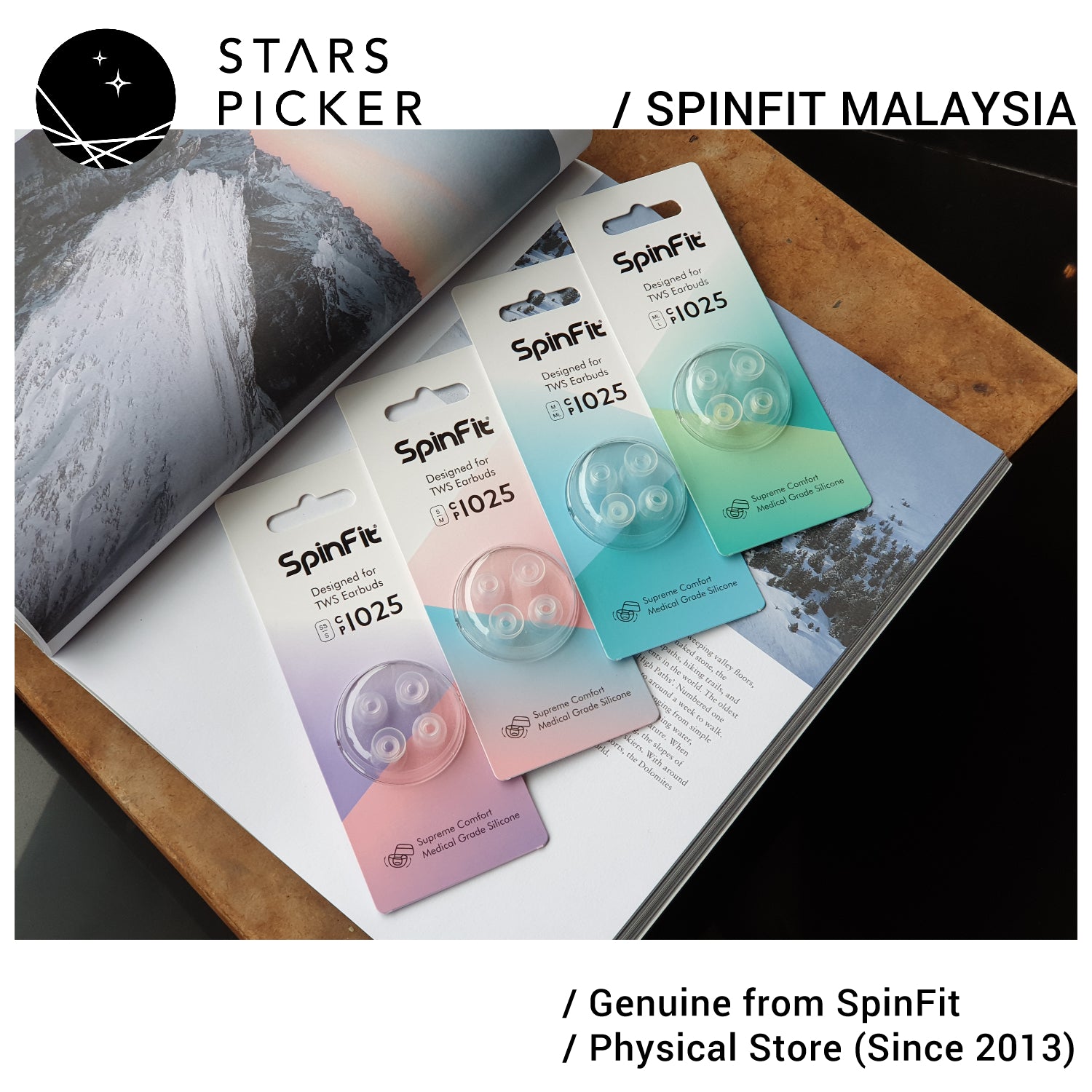 SpinFit CP1025 (eartips only, no adapter) Eartips for TWS Earphones with Medical Grade Silicone