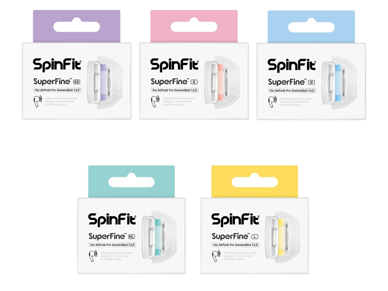 Spinfit SuperFine (CP1025+CPA11) - AirPods Pro Gen 1/2 Upgrade Replacement Ear Tip IP54 Mesh Protector