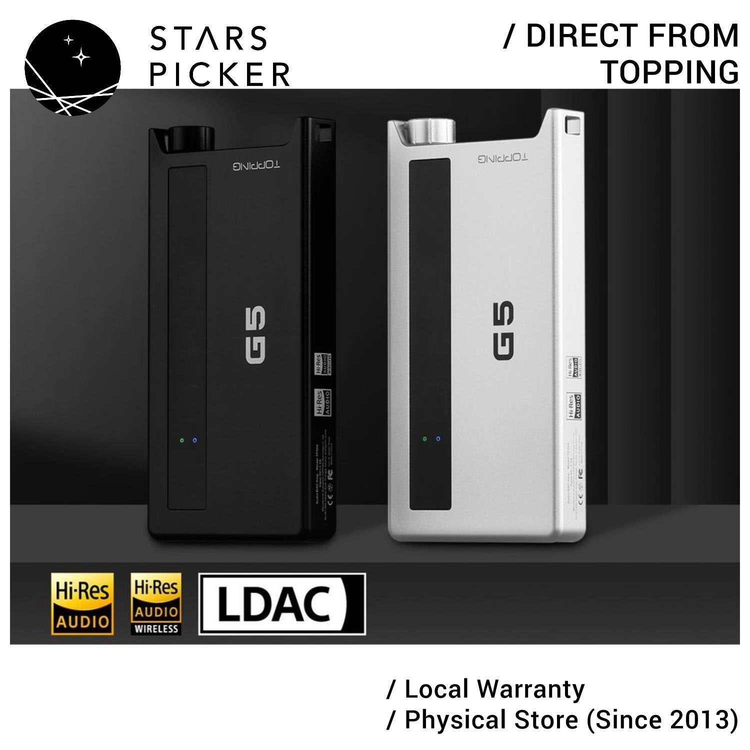 [5% off] Topping G5 (2022) Hi-Res Portable DAC & Headphone Amplifier ES9068AS NFCA HPA Bluetooth LDAC aptX 4.4mm BAL