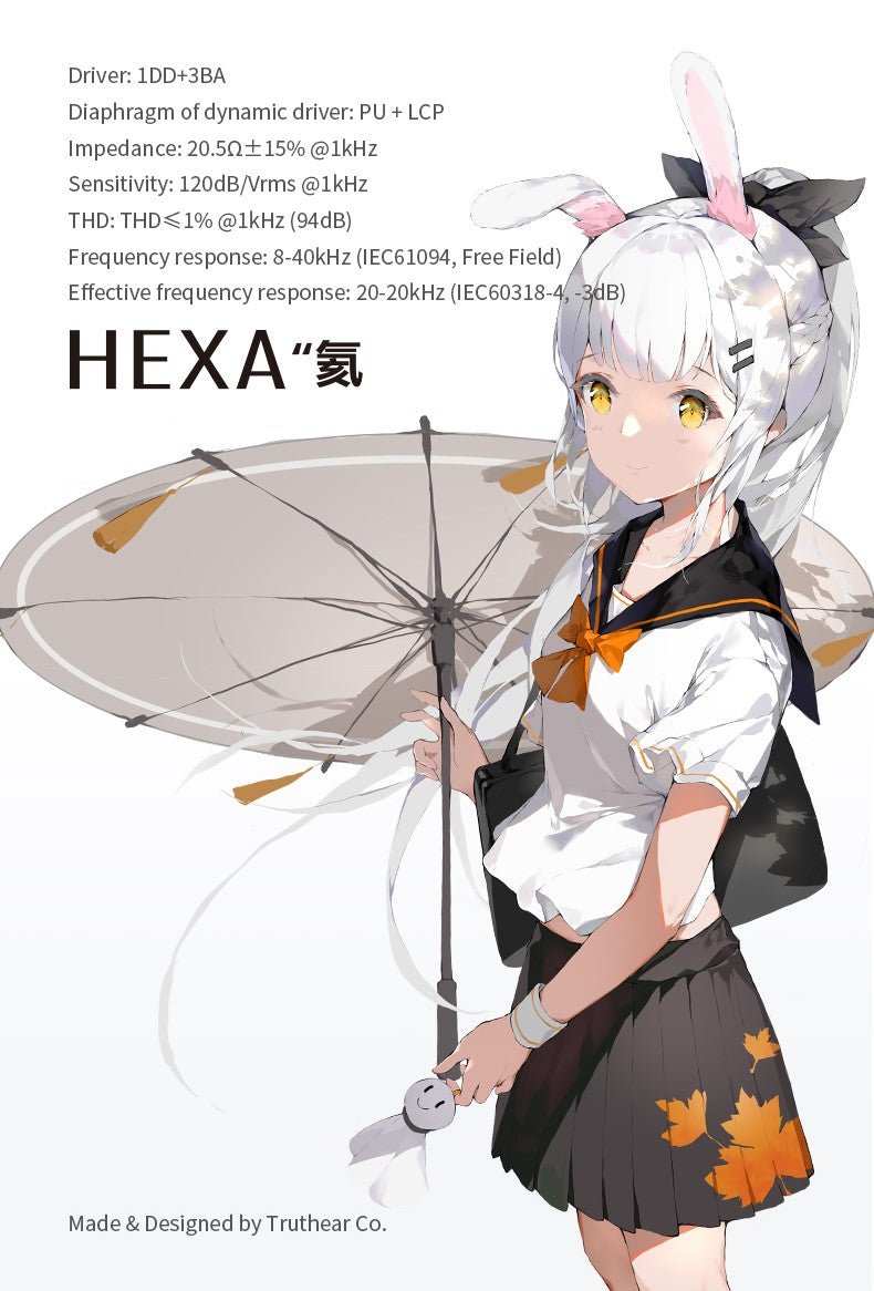 Truthear HEXA - Hybrid 1DD+3BA PU+LCP Dynamic Driver Balanced Armature In-ear monitor IEM Earphone