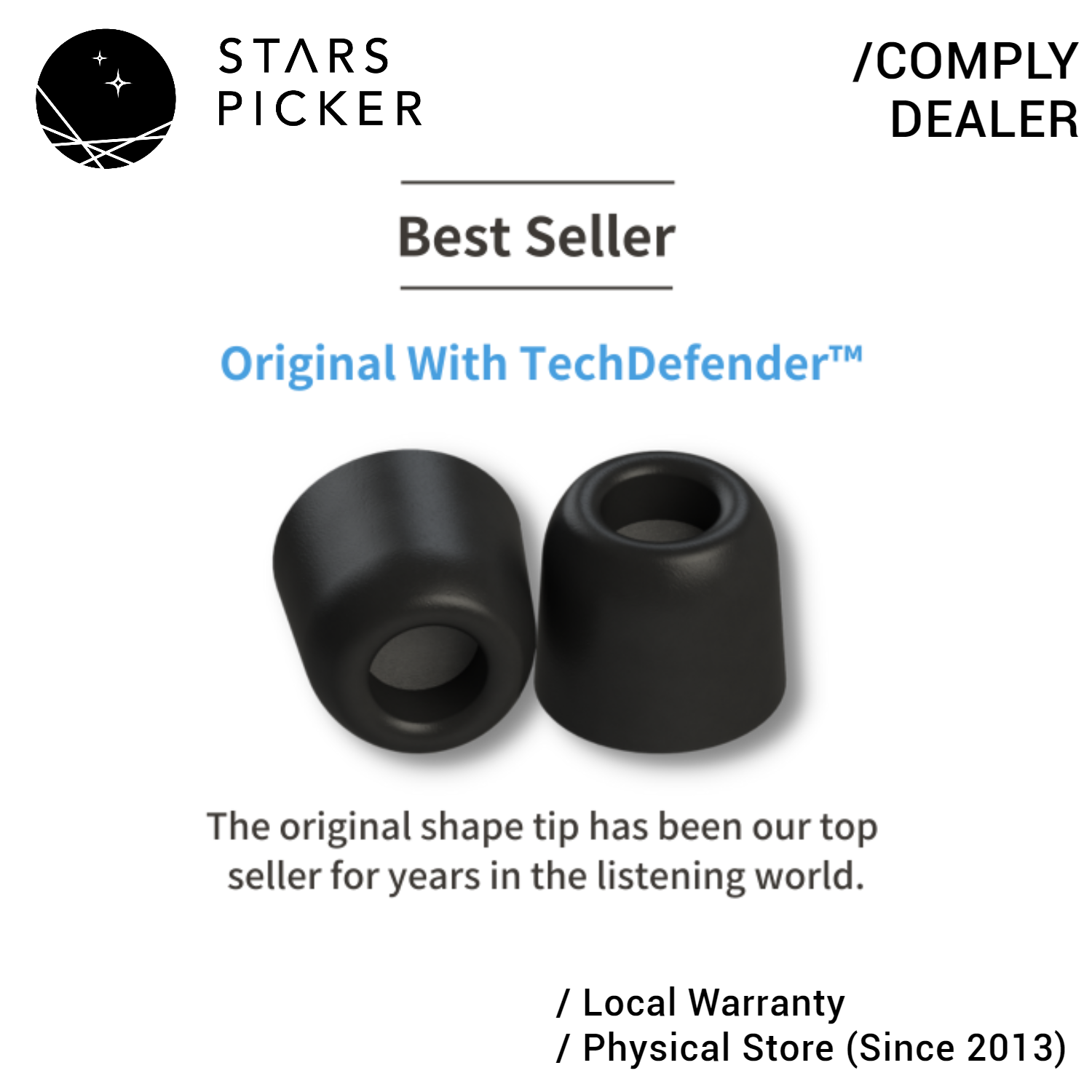 Comply Isolation T-series (TZ-100 / TZ-200 / TZ-400 / TZ-500 / TZ-600) Memory Foam Eartips no Waxguard