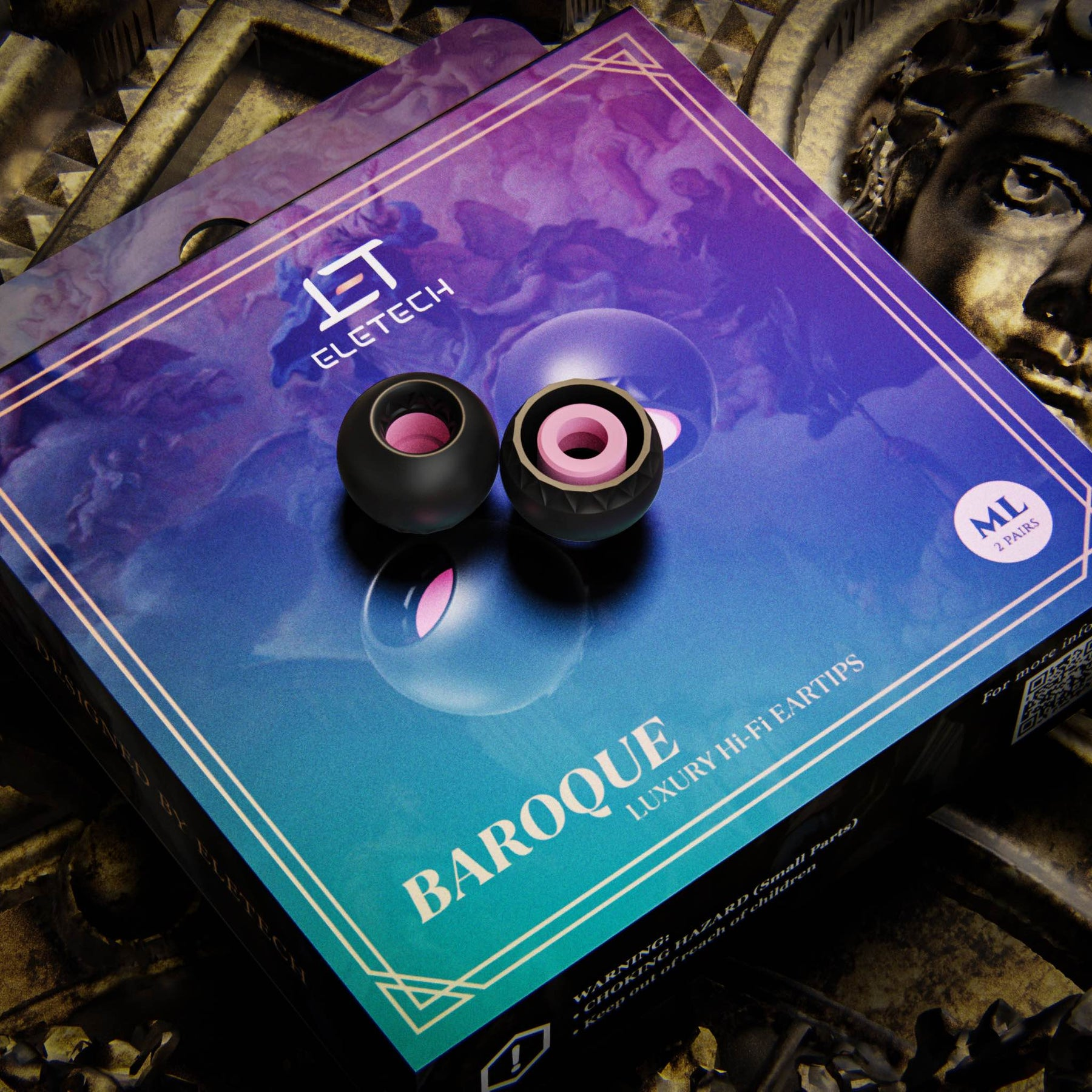 ELETECH Baroque Luxury Hi-Fi Eartips - Skin Friendly Silicon Upgrade Replacement Eartips