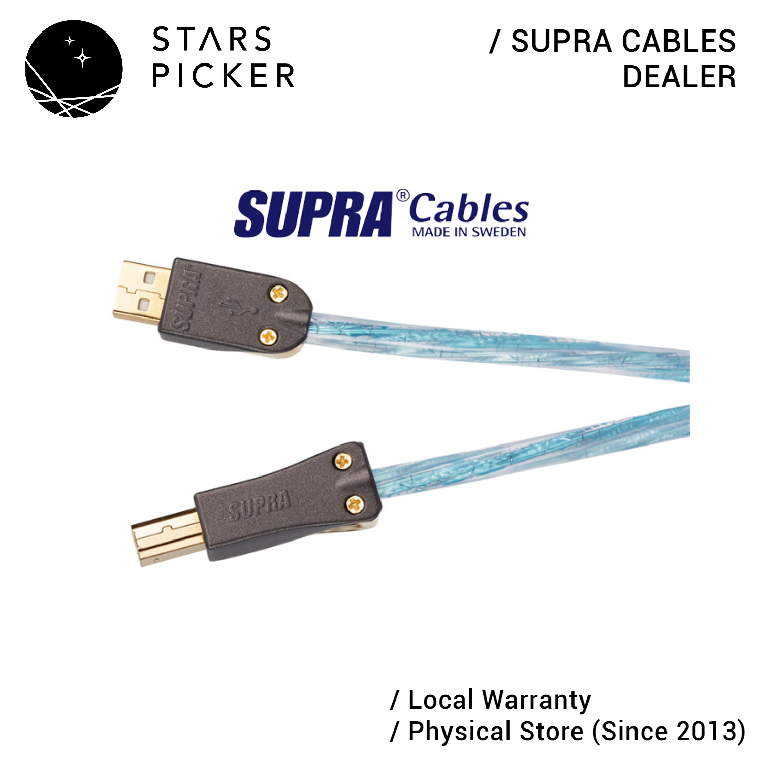 Supra Excalibur USB 2.0 Type A to Type B Cable HiFi Audiophile Made in Sweden