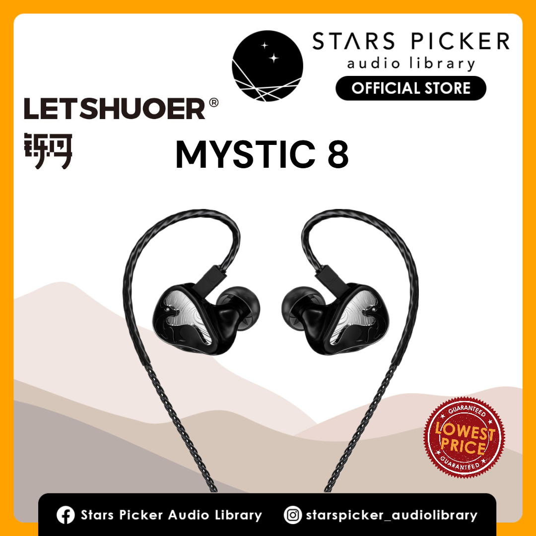 LETSHUOER Mystic 8 High Fidelity Earphones with 8 Balanced Armature, Neutral Tuning for Live Music Performance