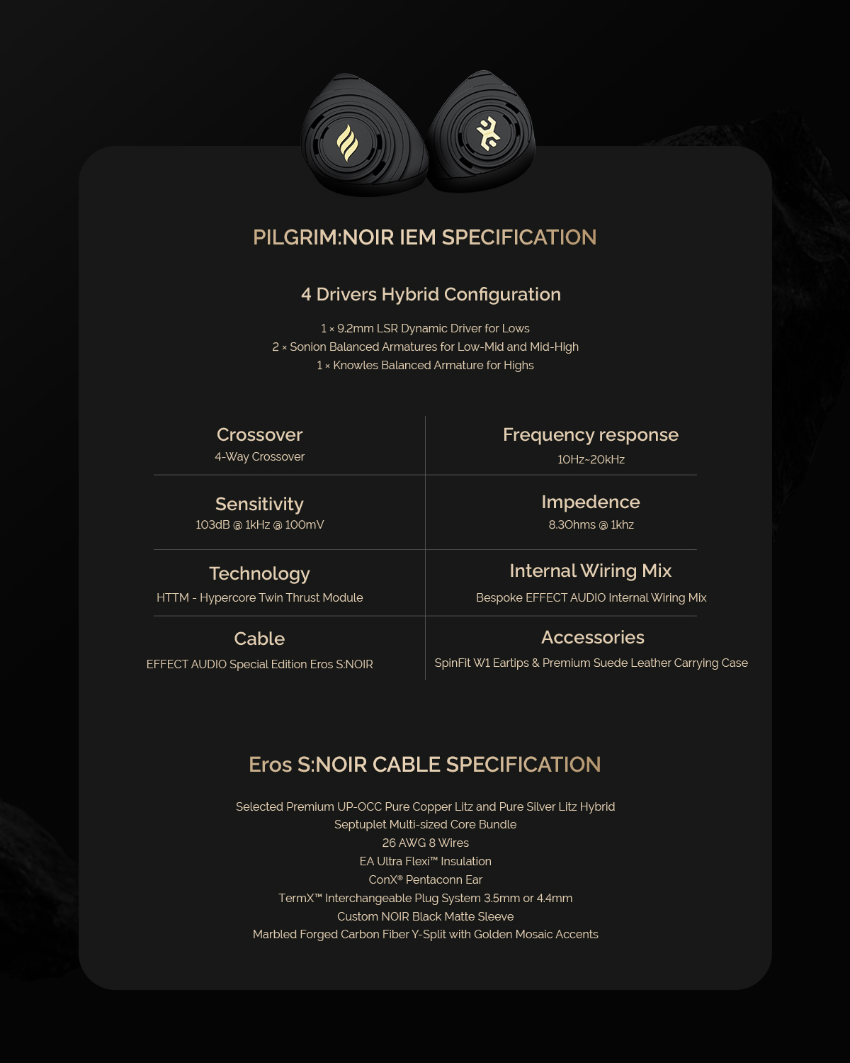 Elysian Acoustic Labs PILGRIM and Effect Audio x Elysian Acoustic Labs PILGRIM NOIR - 1 Custom LSR DD + 3